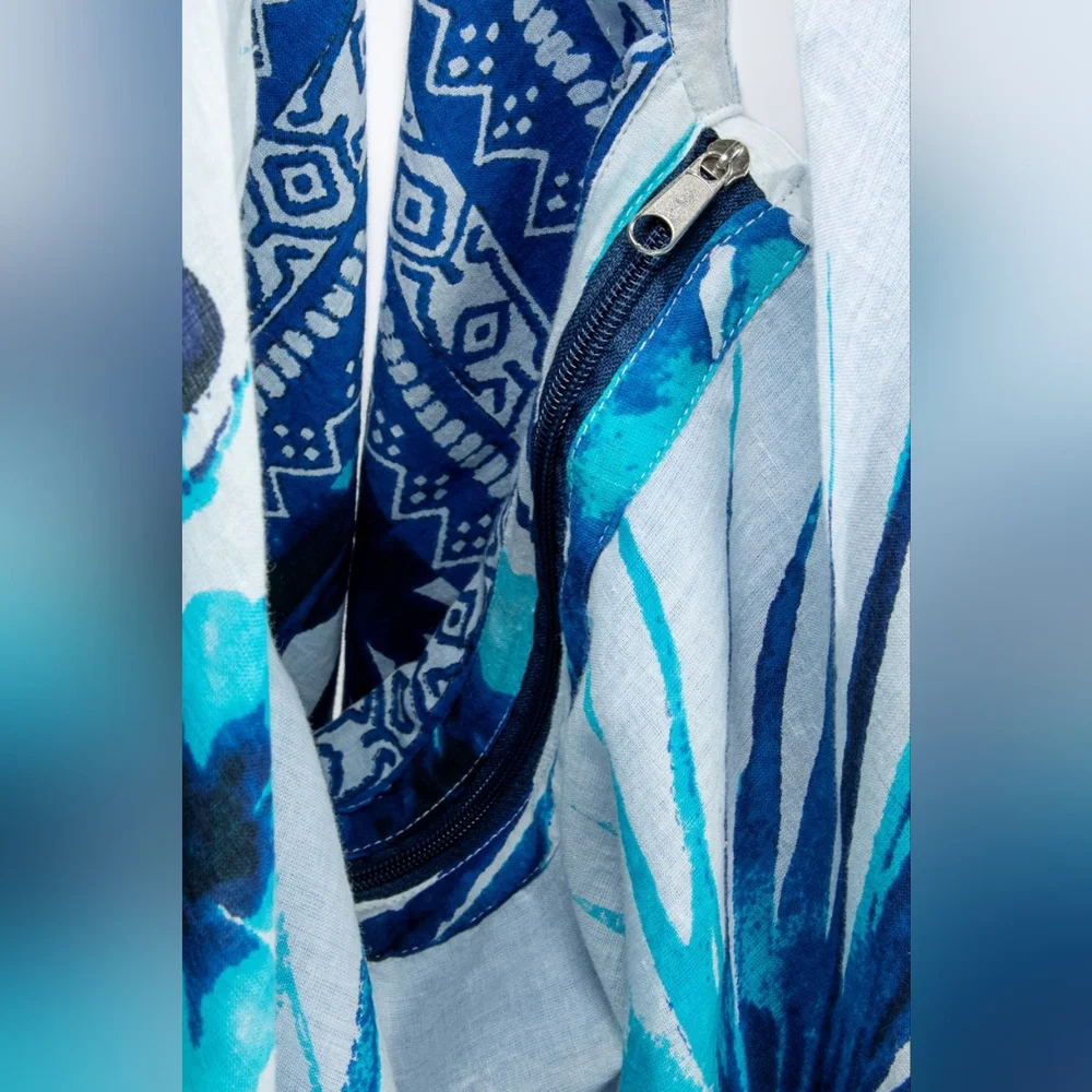 Boho Chic Beach Yoga Hobo Shoulder Bag - 100% Cotton - Tropical Flower Design - Picture 7 of 7